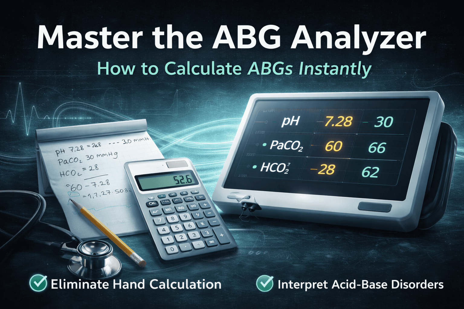 ABG calculator and ABG analyzer guide for interpreting arterial blood gases
