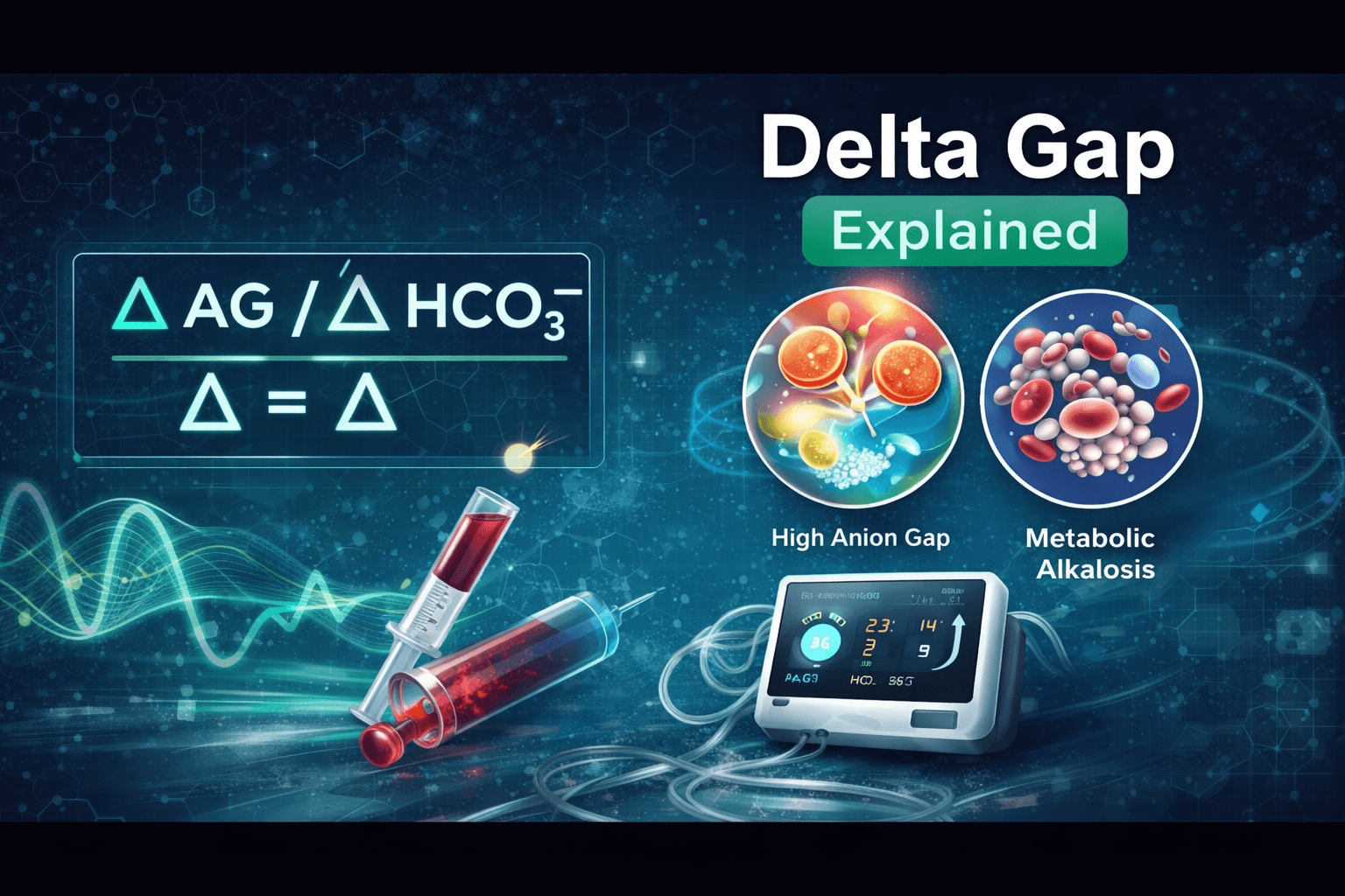 Delta gap calculation formula explained step by step for mixed acid base disorders