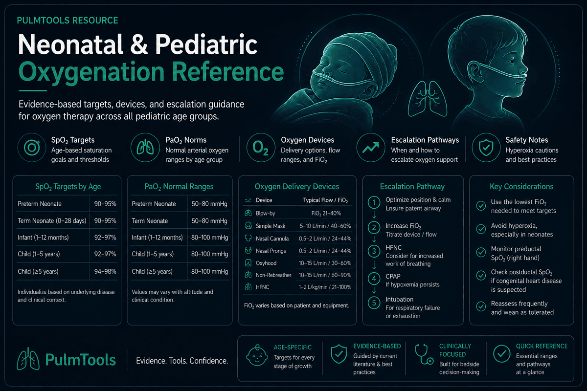 Neonatal & Pediatric Oxygenation Reference | PulmTools