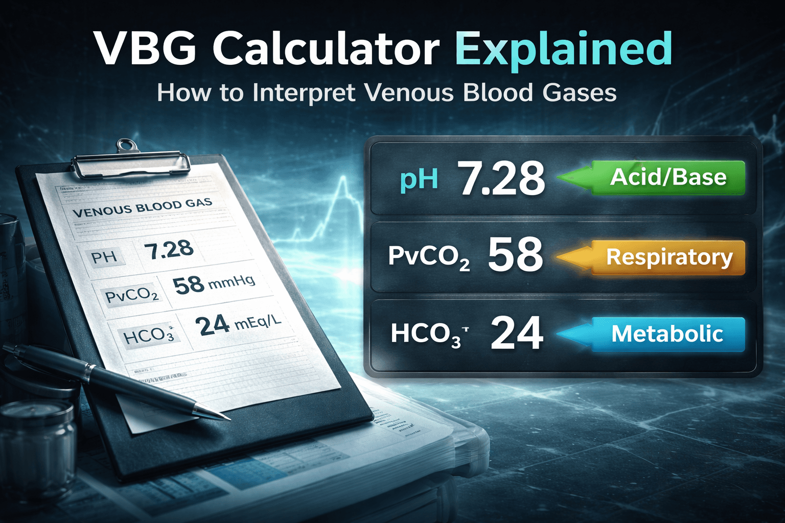 VBG calculator and VBG analyzer guide for interpreting venous blood gases